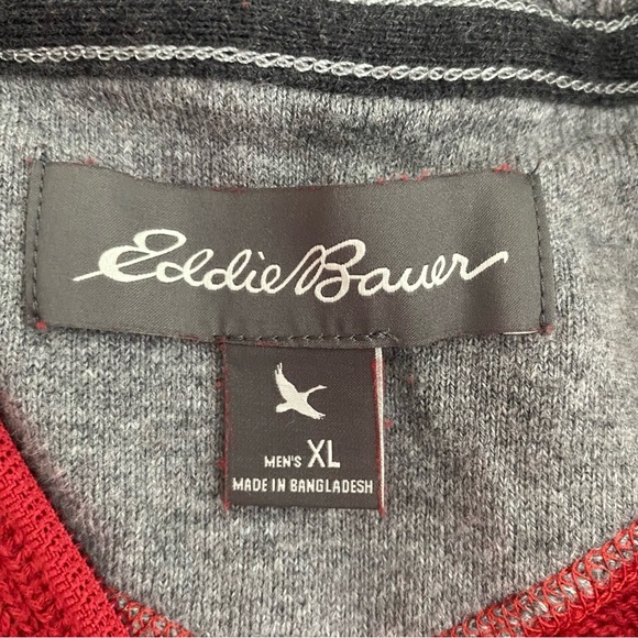 Eddie Bauer Men’s Red Quarter-Zip Rib-Knit Sweater Size XL 100% Cotton Pullover - Picture 15 of 15